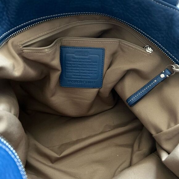 Coach Hamilton Blue Pebbled Leather Hobo Tote Bag - Picture 13 of 16